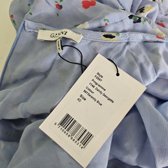 Ganni Dainty Georgette Dress In Serenity Blue - Picture 6 of 9